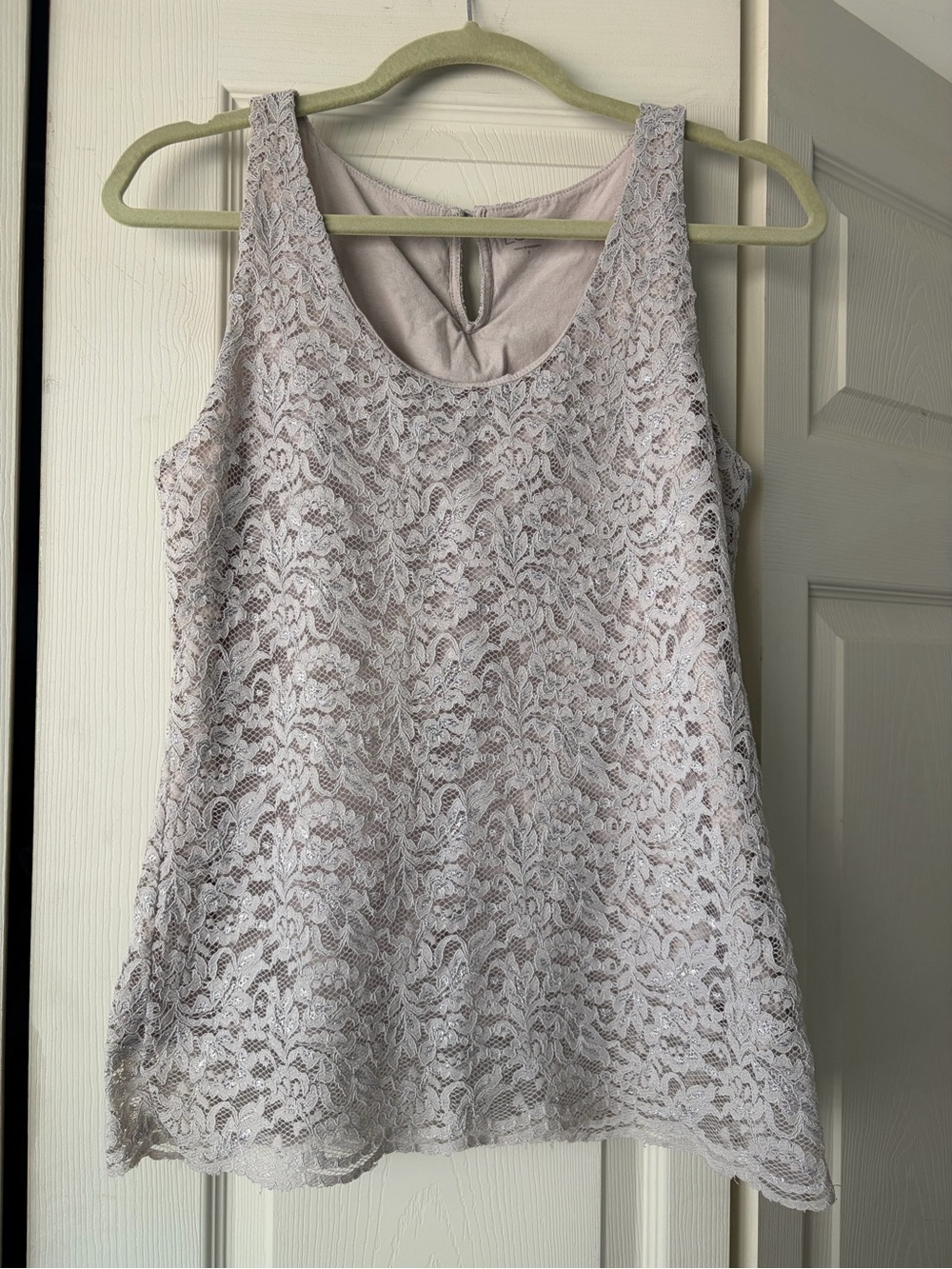 LOFT Lace Overlay Tank Top in Light Pink